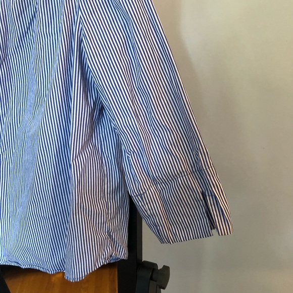 Zara off the shoulder poplin blouse - white/blue - Picture 10 of 15